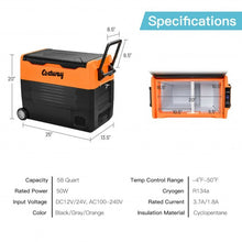 Load image into Gallery viewer, 58 Quarts Car Refrigerator Portable RV Freezer Dual Zone with Wheel-Orange
