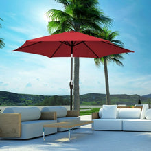 Load image into Gallery viewer, 9 ft Outdoor Market Patio Table Umbrella Push Button Tilt Crank Lift-Burgundy
