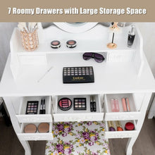Load image into Gallery viewer, 7 Drawer Tri-Folding Mirror Dressing Vanity Makeup Set-White
