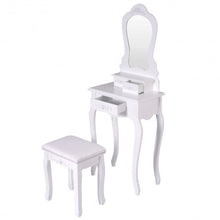 Load image into Gallery viewer, Compact Vanity Makeup Dressing Table Stool Set White
