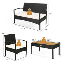 Load image into Gallery viewer, 4 Pcs Patio Rattan Furniture Set Sofa Chair Coffee Table with Cushion-White
