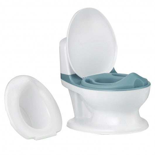 Kids Realistic Flushing Sound Lighting Potty Training Transition Toilet -Blue