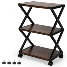 Load image into Gallery viewer, Mobile Printer Stand 3 Tier Storage Shelves Printer Cart with Pads Coffee
