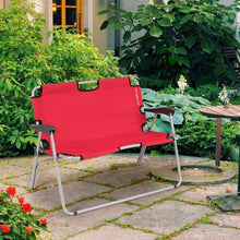 Load image into Gallery viewer, 2 Person Folding Camping Bench Portable Double Chair-Red
