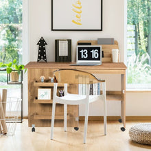 Load image into Gallery viewer, Folding Sewing Craft Table Shelf Storage Cabinet Home Furniture-Natural
