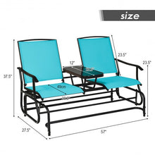 Load image into Gallery viewer, 2-Person Outdoor Patio Double Rocking Loveseat -Turquoise
