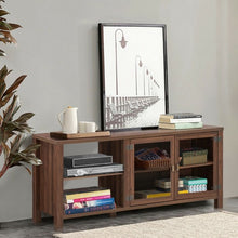 Load image into Gallery viewer, Wooden TV Stand with 2 Metal Mesh Doors -Walnut
