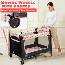 Load image into Gallery viewer, 4-in-1 Convertible Portable Baby Playard with Changing Station-Pink
