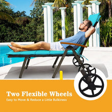 Load image into Gallery viewer, Outdoor Chaise Lounge Chair Rattan Lounger Recliner Chair-Turquoise
