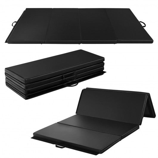 Gymnastics PU Mat  Thick Folding Panel Gym Fitness Exercise-Black