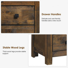 Load image into Gallery viewer, Wood 2 Storage Sliding Drawers End Nightstand-Oak
