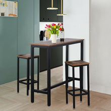Load image into Gallery viewer, 3 Pieces Bar Table Counter Breakfast Bar Dining Table with Stools-Brown
