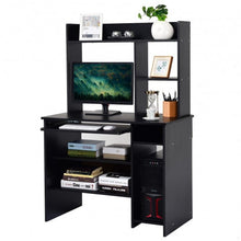 Load image into Gallery viewer, Hutch Storage Shelves Keyboard Tray Organizer Computer Desk

