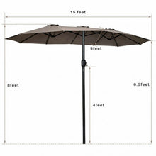 Load image into Gallery viewer, 15&#39; Twin Patio Umbrella Double-Sided Outdoor Market Umbrella without Base -Tan
