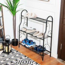 Load image into Gallery viewer, 3-Tier Scrollwork Designed Metal Plant Stand-Black
