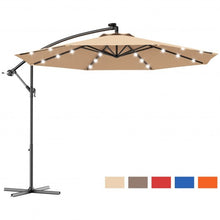 Load image into Gallery viewer, 10 Inch Patio Hanging Solar LED Umbrella Sun Shade with Cross Base-Beige
