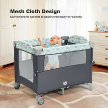 Load image into Gallery viewer, 5-in-1  Portable Baby Beside Sleeper Bassinet Crib Playard w/Diaper Changer-Gray
