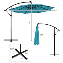 Load image into Gallery viewer, 10 Ft Solar LED Offset Umbrella with 40 Lights and Cross Base for Patio-Turquoise
