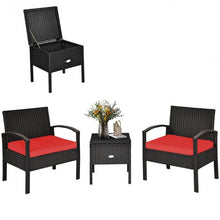 Load image into Gallery viewer, 3 Piece PE Rattan Wicker Sofa Set w/ Washable &amp; Removable Cushion for Patio-Red
