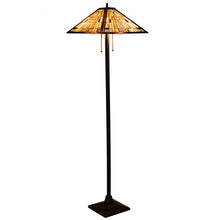 Load image into Gallery viewer, Tiffany-Style 2 Light Floor Lamp with 18" Stained Glass Shade
