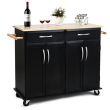 Load image into Gallery viewer, Wood Top Rolling Kitchen Trolley Island Cart Storage Cabinet
