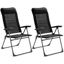 Load image into Gallery viewer, 2 Pcs Portable Patio Folding Dining Chairs with Headrest Adjust for Camping -Black
