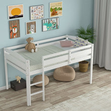 Load image into Gallery viewer, Wooden Twin Low Loft Bunk Bed with Guard Rail and Ladder-White
