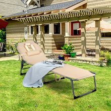 Load image into Gallery viewer, Folding Chaise Lounge Chair Bed Adjustable Outdoor Patio Beach-Beige
