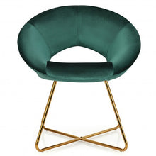 Load image into Gallery viewer, Set of 2 Accent Velvet Chairs Dining Chairs Arm Chair w/Golden Legs Dark Green
