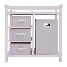 Load image into Gallery viewer, Infant Baby Changing Table w/3 Basket Hamper Diaper Storage Nursery-White
