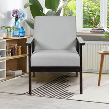Load image into Gallery viewer, Solid Rubber Wood Fabric Accent Armchair-Light Gray
