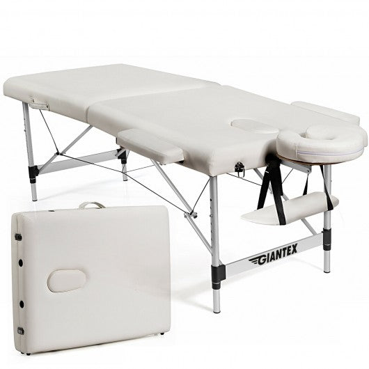 84'' L Portable Adjustable Massage Bed w/ Carry Case for Facial Salon Spa -White