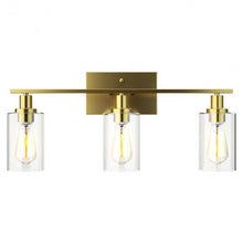 Load image into Gallery viewer, 3-Light Modern Bathroom Wall Sconce with Clear Glass Shade-Golden
