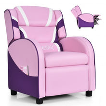 Load image into Gallery viewer, Kids Leather Recliner Chair with Side Pockets-Pink
