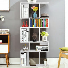 Load image into Gallery viewer, 5 Cubes Ladder Shelf Corner Bookshelf Display Rack Bookcase-White
