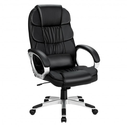 Ergonomic Swivel Office Task Chair with Lumbar Support and High Back -Black