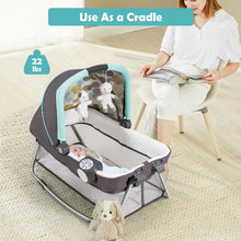 Load image into Gallery viewer, 4-in-1 Convertible Portable Baby Playard Newborn Napper with Music and Toys-Blue
