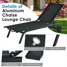 Load image into Gallery viewer, Aluminum Fabric Outdoor Patio Lounge Chair with Adjustable Reclining -Black

