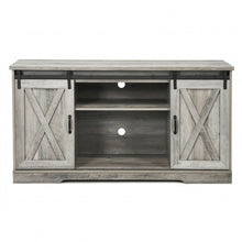 Load image into Gallery viewer, 59&quot; TV Stand with Adjustable Shelf and Sliding Barn Door Cabinet-Gray
