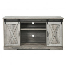 Load image into Gallery viewer, 59&quot; TV Stand with Adjustable Shelf and Sliding Barn Door Cabinet-Gray
