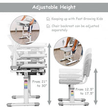 Load image into Gallery viewer, Adjustable Kids Desk Chair Set with Lamp and Bookstand-Gray
