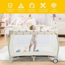 Load image into Gallery viewer, Portable Foldable Baby Playard Nursery Center with Changing Station-Beige
