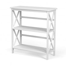 Load image into Gallery viewer, 3-Tier Bookshelf Wooden Open Storage Bookcase for Home Office-White
