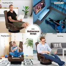 Load image into Gallery viewer, 360-Degree Swivel Gaming Floor Chair with Foldable Adjustable Backrest-Brown
