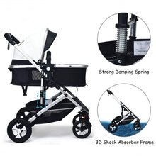 Load image into Gallery viewer, 2 in 1 High Landscape Convertible Reversible Bassinet Pram-White
