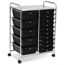 Load image into Gallery viewer, 15-Drawer Utility Rolling Organizer Cart Multi-Use Storage-Black
