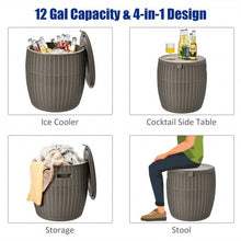Load image into Gallery viewer, 12 Gallon 4-in-1 Patio Rattan Cool Bar Cocktail Table Side Table -Brown
