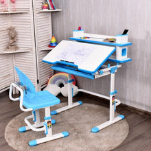 Load image into Gallery viewer, Height Adjustable Kids Desk and Chair Set-Blue
