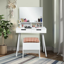 Load image into Gallery viewer, Mirror Makeup Dressing Vanity Table Cushioned Storage Stool Set
