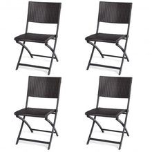 Load image into Gallery viewer, 4 pcs Patio Folding Back Rattan Camping Garden Chair
